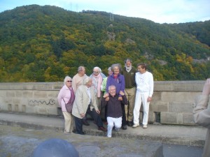 Happy tourists on the dam