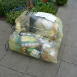 Transparent yellow bag for plastic garbage in Germany